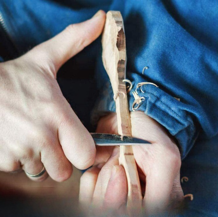 Couteau à Sculpter Le Bois - Couteau Rond (gouge) - Taille 25 Mm - Manche En Bois - Pour Sculpture, Gravure