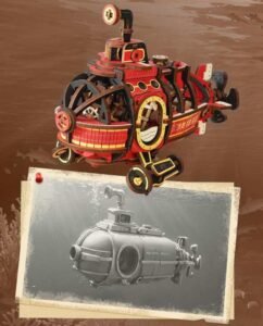 Maquette sous marin steampunk